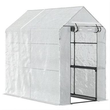 Camineu a l’hivernacle del jardí amb 2- prestatgeries de nivell 1,8 x 1,2 x 1,8m de blanc